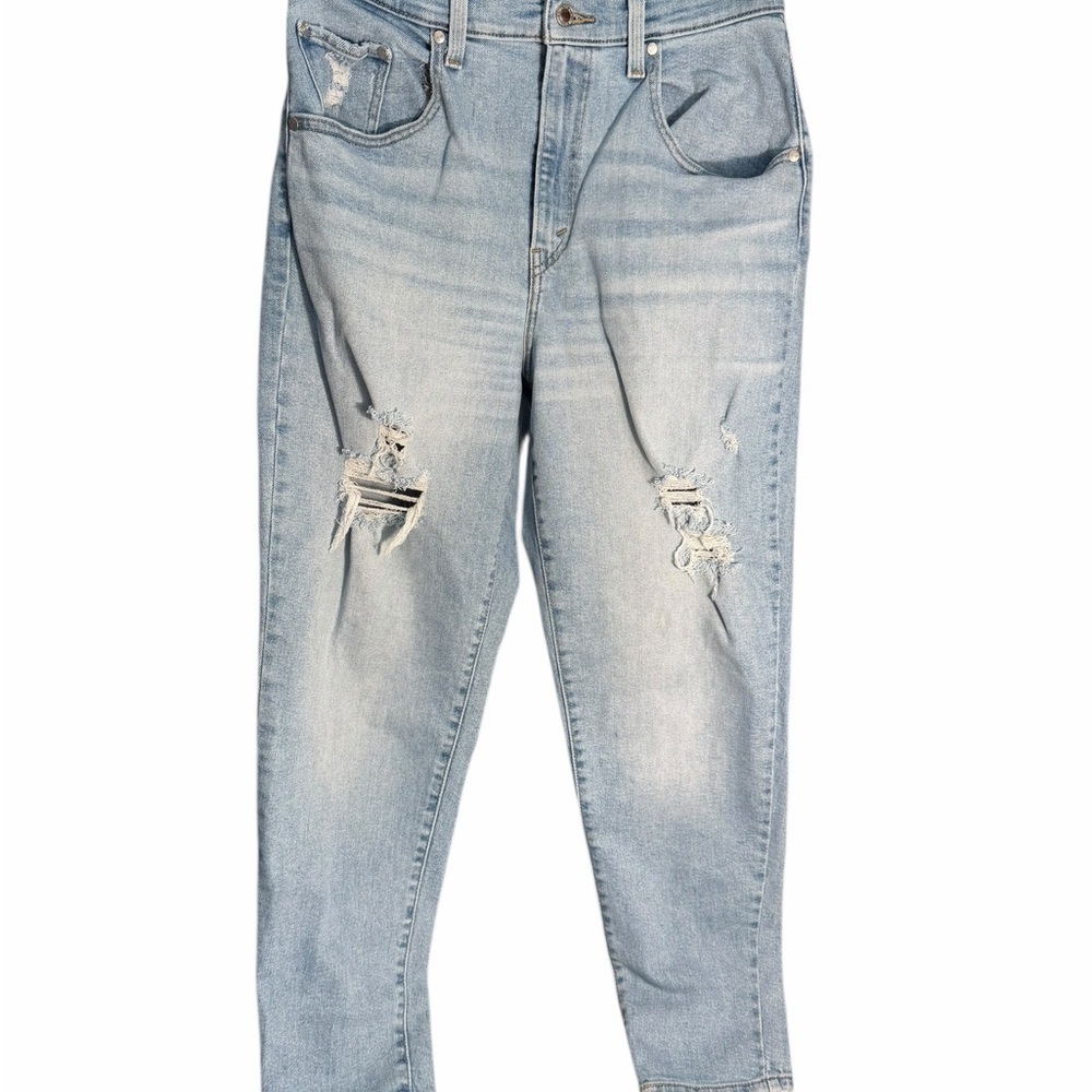 Levi's Silver Tab Mom Jeans Light Wash Distressed Boyfriend Jeans Sz 31 x 29